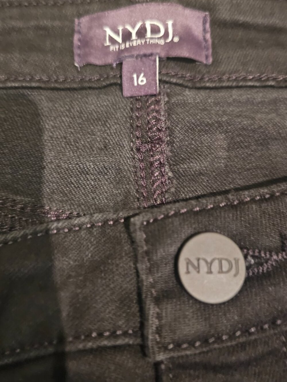 NYDJ Sheri Slim Black Jeans Size 16 - Picture 5 of 7